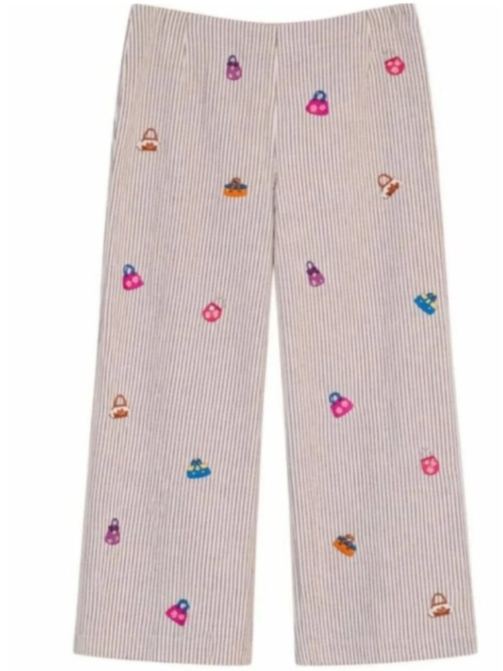 Autograph New York - Pin Stripes & Embroidered Cropped Pants